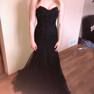 Beaded Black Prom Dress